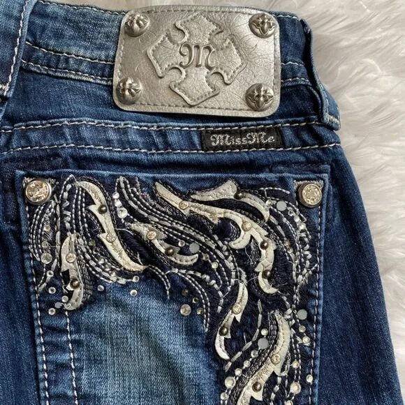 Miss Me Signature Skinny Jeans FLAW Bling Rhinestones Womens Size 25