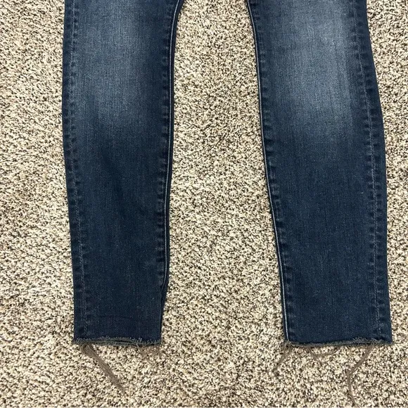 Mother The Looker High Waist Skinny Ankle Fray Jeans Medium Wash Blue Size 24