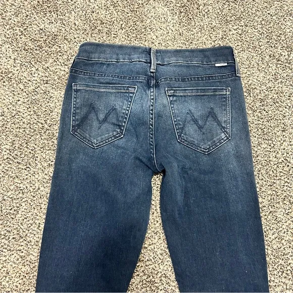Mother The Looker High Waist Skinny Ankle Fray Jeans Medium Wash Blue Size 24