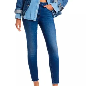 Mother The Looker High Waist Skinny Ankle Fray Jeans Medium Wash Blue Size 24