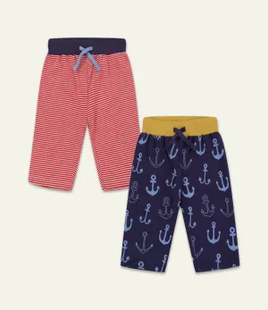 Multicoloured Anchor And Stripe Shorts - 2 Pack