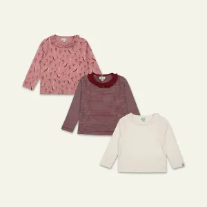 Multicoloured Fairy, Stripe Print And Plain Top - 3 Pack