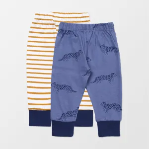 Multicoloured Leopard And Stripe Print Leggings - 2 Pack