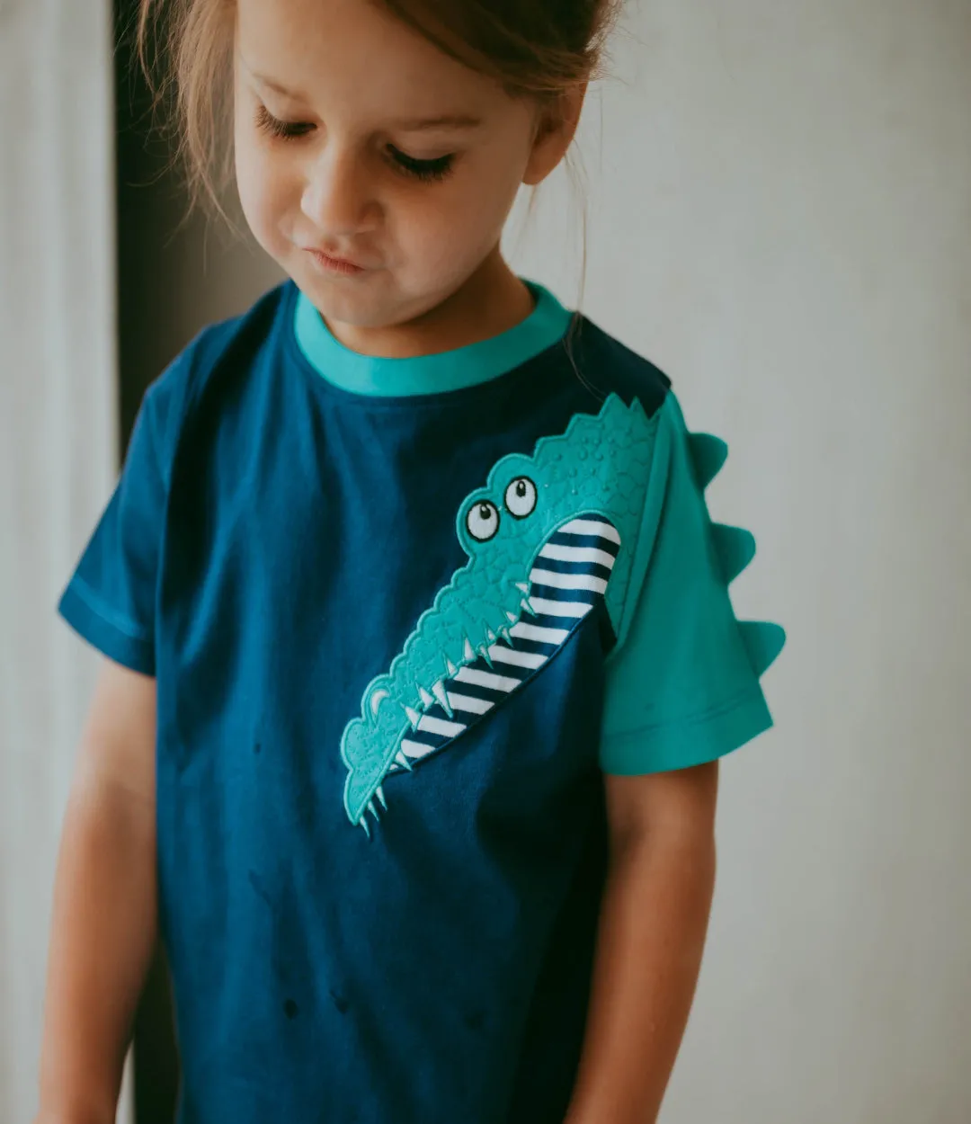 Navy Crocodile Applique T-Shirt