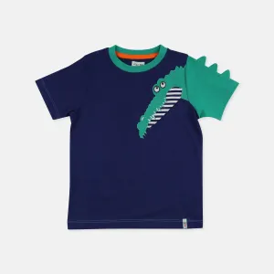Navy Crocodile Applique T-Shirt