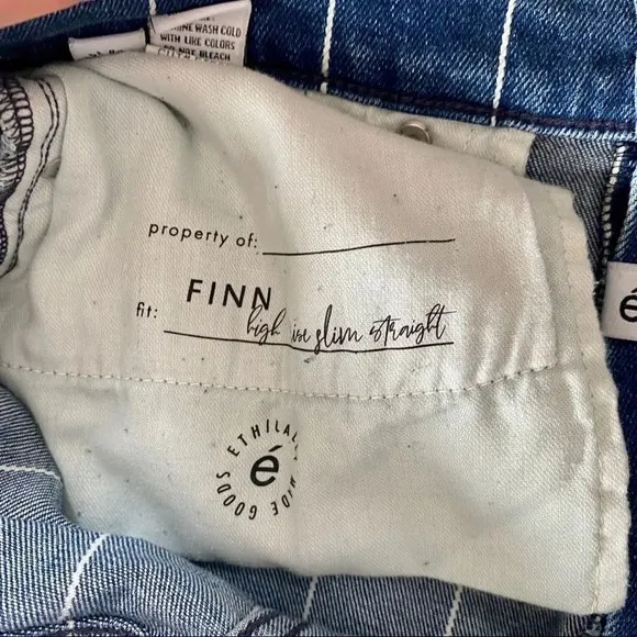 New Etica Finn Striped High Rise Straight Leg Cuffed Jeans