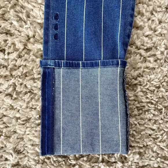 New Etica Finn Striped High Rise Straight Leg Cuffed Jeans