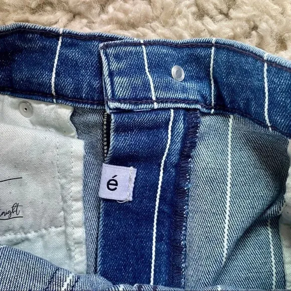 New Etica Finn Striped High Rise Straight Leg Cuffed Jeans