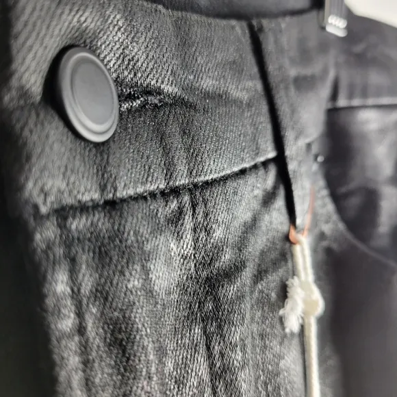 New Good American Good Classic Leather Coated High Waist Slim Ankle Jeans