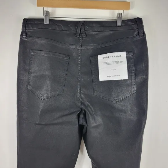 New Good American Good Classic Leather Coated High Waist Slim Ankle Jeans
