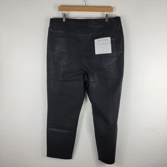 New Good American Good Classic Leather Coated High Waist Slim Ankle Jeans