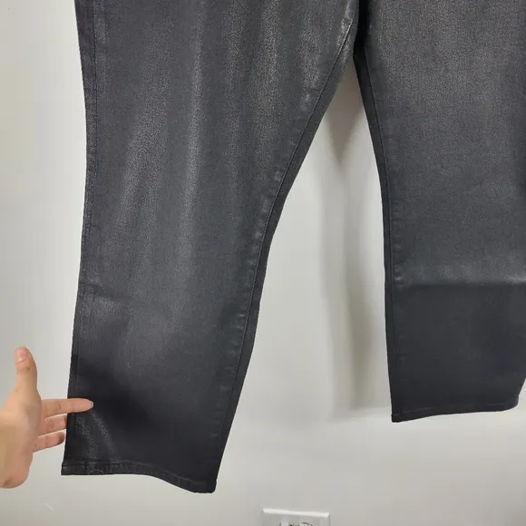 New Good American Good Classic Leather Coated High Waist Slim Ankle Jeans