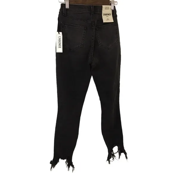 *New* L’AGENCE Cupertino charcoal black distressed high rise skinny jeans