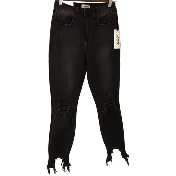 *New* L’AGENCE Cupertino charcoal black distressed high rise skinny jeans
