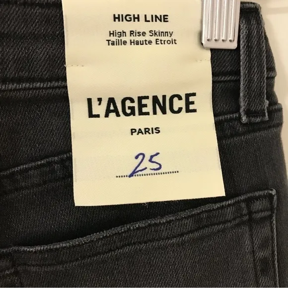 *New* L’AGENCE Cupertino charcoal black distressed high rise skinny jeans