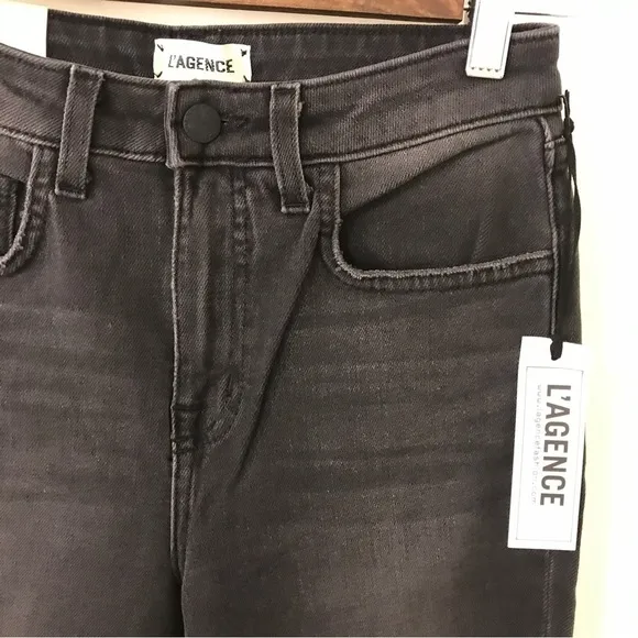 *New* L’AGENCE Cupertino charcoal black distressed high rise skinny jeans