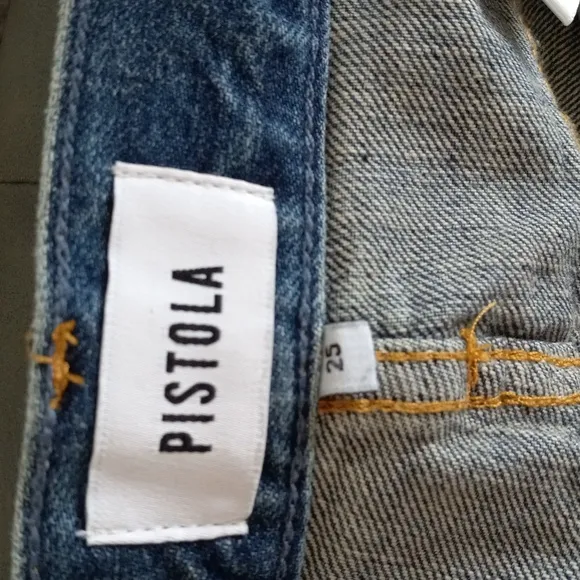 NEW PISTOLA Charlie Straight Leg Jeans High Rise Distressed  Size 25
