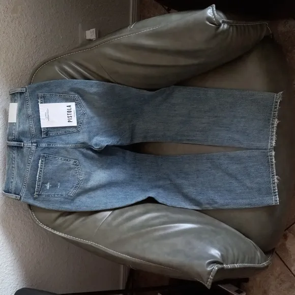 NEW PISTOLA Charlie Straight Leg Jeans High Rise Distressed  Size 25
