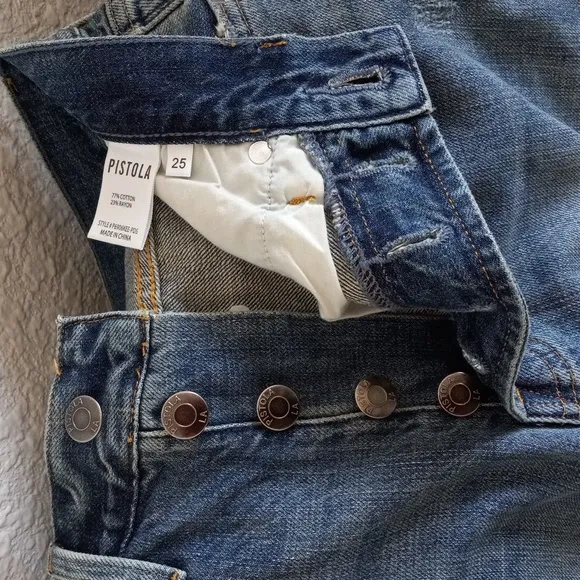 NEW PISTOLA Charlie Straight Leg Jeans High Rise Distressed  Size 25