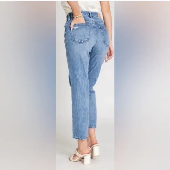 NEW PISTOLA Charlie Straight Leg Jeans High Rise Distressed  Size 25