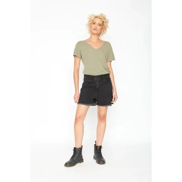 NEW Sandrine Rose Free People Jean Short Shorts Women's Size 24 Denim Black Wash
