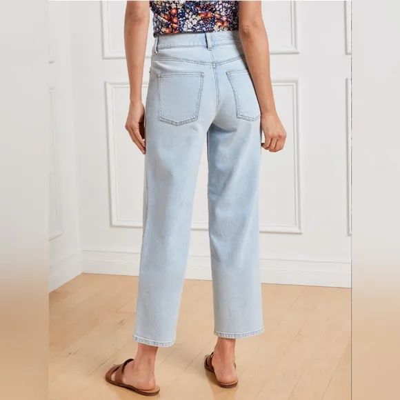 New Talbots High Waist Straight Ankle Jeans 12 Light Wash