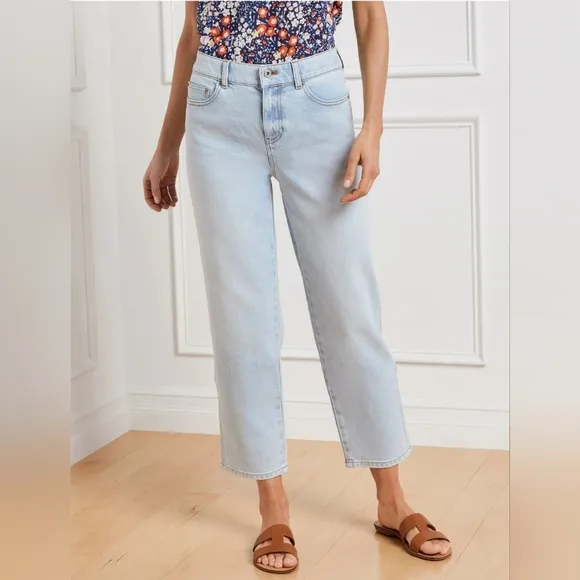 New Talbots High Waist Straight Ankle Jeans 12 Light Wash