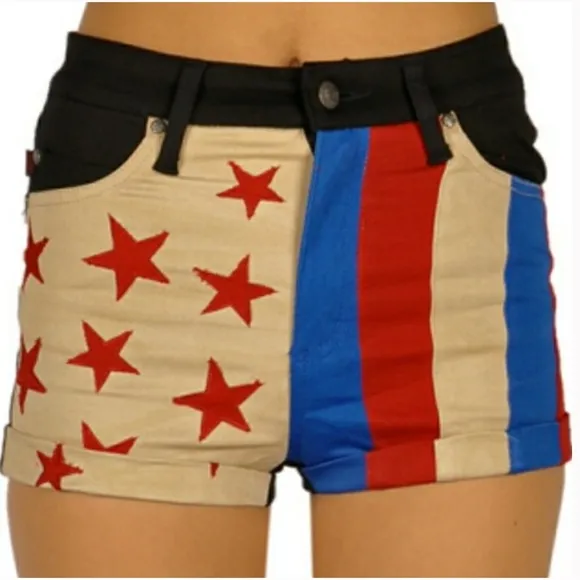 NEW TRIPP NYC STARS AND STRIPES AMERICAN FLAG SHORTS