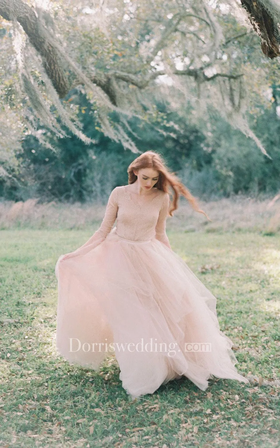 Nude Tulle Wedding Skirt Peony Weddig Dress