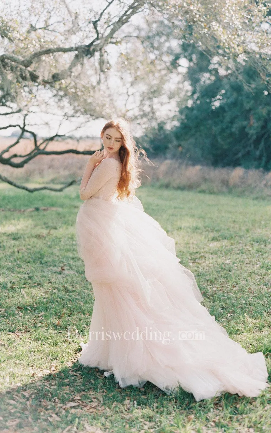 Nude Tulle Wedding Skirt Peony Weddig Dress