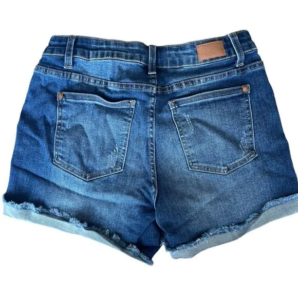 NWOT JUDY BLUE DENIM CUFFED FRAYED DISTRESSED SHORTS WOMENS SIZE 27