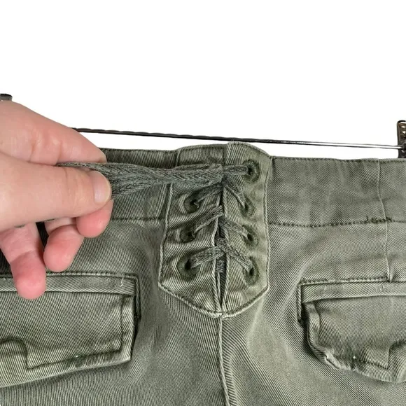 NWOT Pam &amp; Gela Uniform Side Stripe Utility Jeans in Olive Size 26