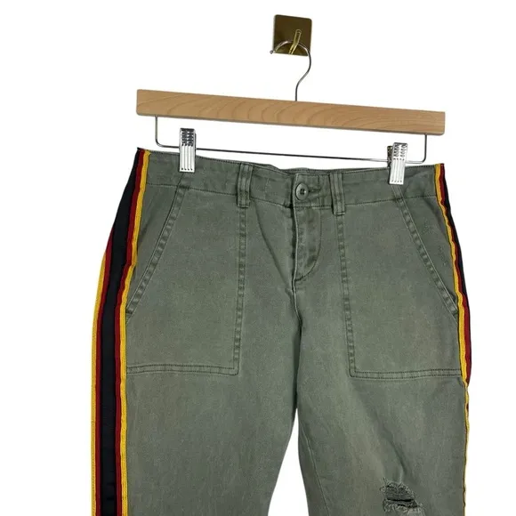 NWOT Pam &amp; Gela Uniform Side Stripe Utility Jeans in Olive Size 26
