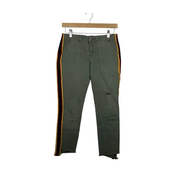 NWOT Pam &amp; Gela Uniform Side Stripe Utility Jeans in Olive Size 26