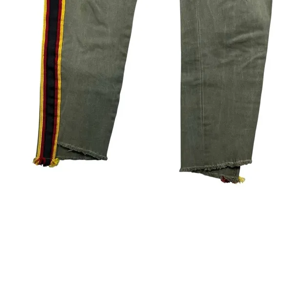 NWOT Pam &amp; Gela Uniform Side Stripe Utility Jeans in Olive Size 26