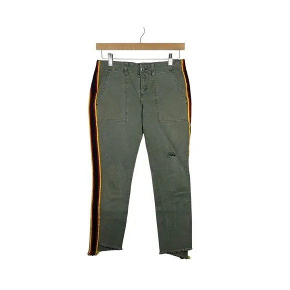 NWOT Pam &amp; Gela Uniform Side Stripe Utility Jeans in Olive Size 26
