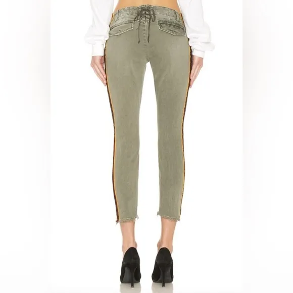 NWOT Pam &amp; Gela Uniform Side Stripe Utility Jeans in Olive Size 26