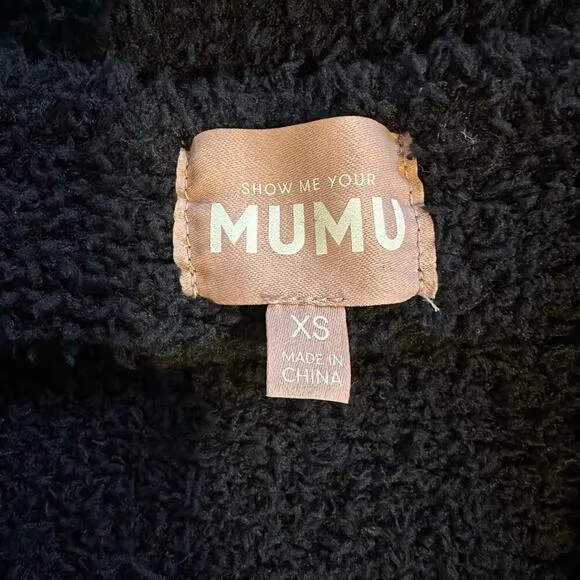 NWOT Show Me Your Mumu Hug Me Sweater ~Black Fuzzy Knit Oversized XS