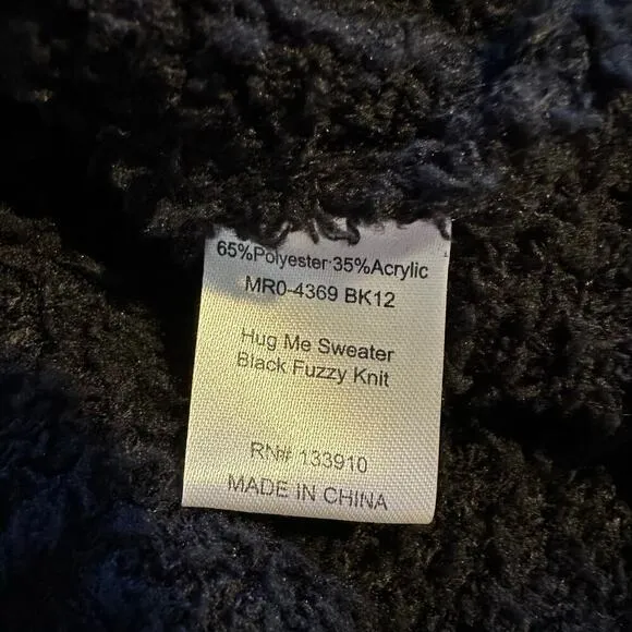 NWOT Show Me Your Mumu Hug Me Sweater ~Black Fuzzy Knit Oversized XS