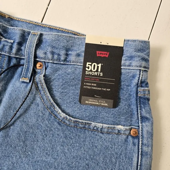 NWT 501 Original High Rise Button Fly Denim Shorts 31