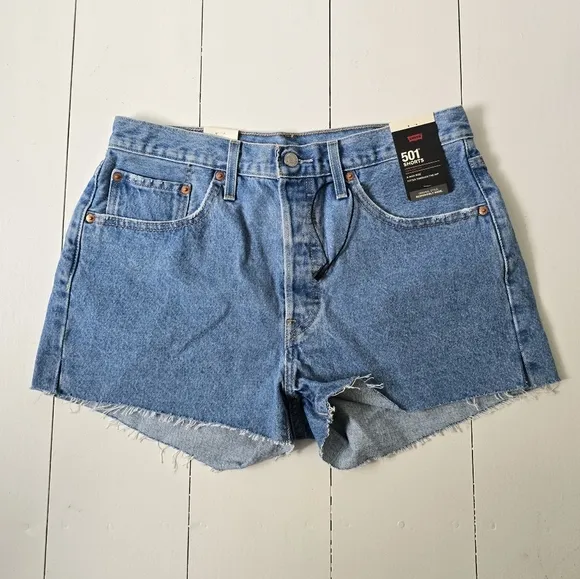 NWT 501 Original High Rise Button Fly Denim Shorts 31