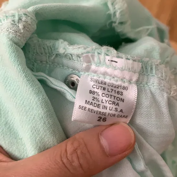 NWT Carmar mint green denim distressed shorts