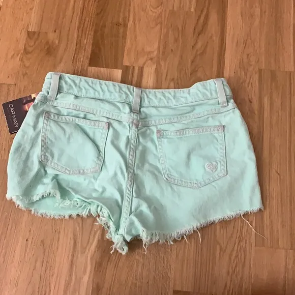 NWT Carmar mint green denim distressed shorts