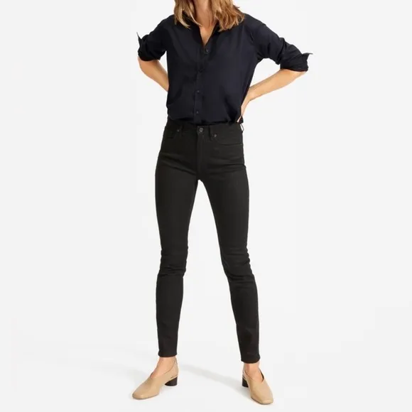 NWT EVERLANE Mid Rise Skinny Jeans Womens Sz. 24 True Black Classic 90s Grunge
