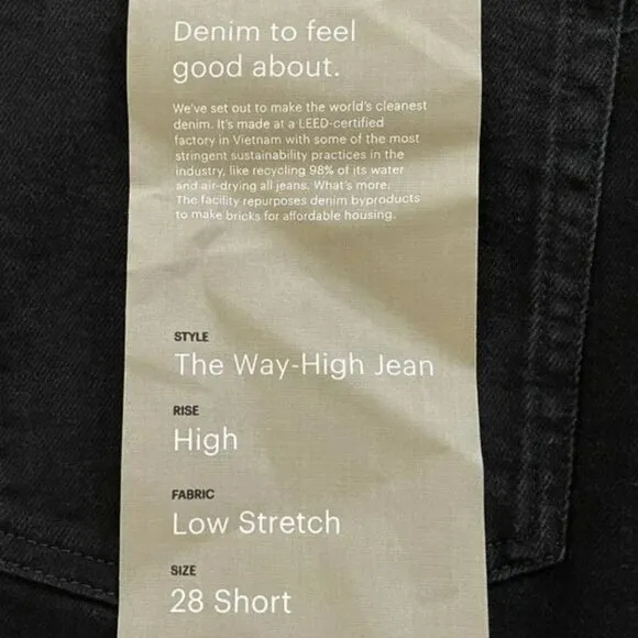 NWT Everlane The Way High Jean 28 Short Coal Black