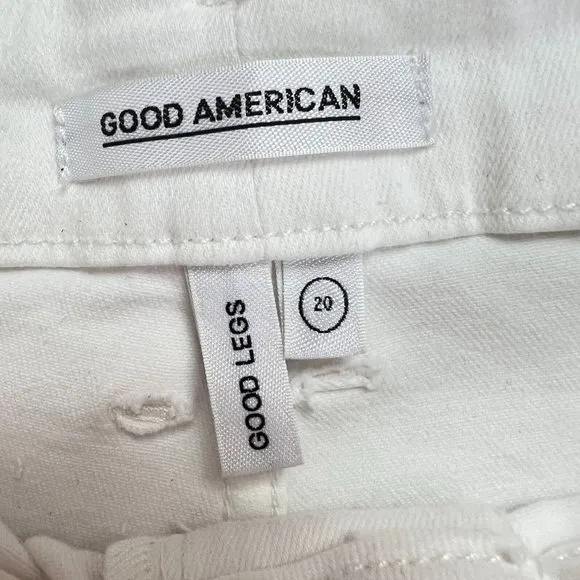 NWT Good American Distressed Cropped Ankle Skinny High Rise Jeans White Size 20