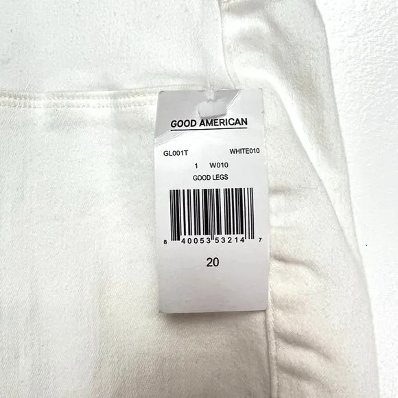 NWT Good American Distressed Cropped Ankle Skinny High Rise Jeans White Size 20