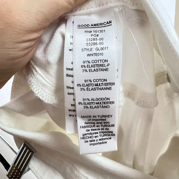NWT Good American Distressed Cropped Ankle Skinny High Rise Jeans White Size 20