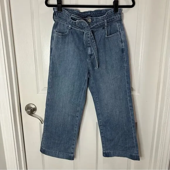 NWT J. Crew Denim High Waist Paperbag Jeans Women size 27P Medium Wash wide leg