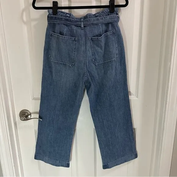 NWT J. Crew Denim High Waist Paperbag Jeans Women size 27P Medium Wash wide leg